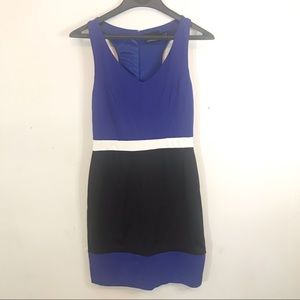 Cynthia Rowley Blue and Black Color Block Sleeveless Dress